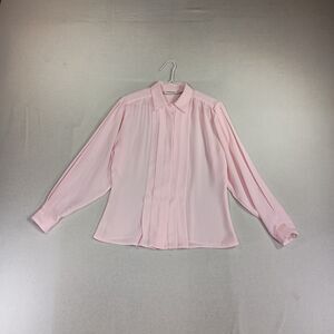 Easton Park Blouse Womens Sz 10 Petal Pink Tailored Button Up Shoulder Pads 80s